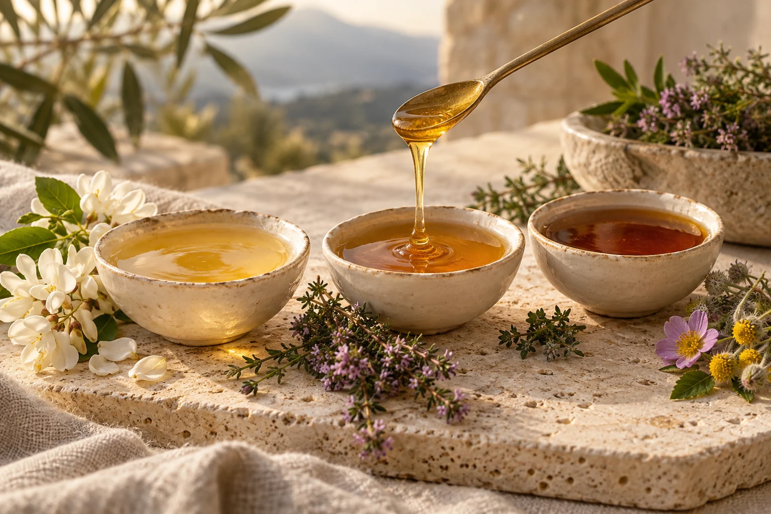 چیدمان مفهومی چشیدن و مقایسه چند رنگ و طعم عسل